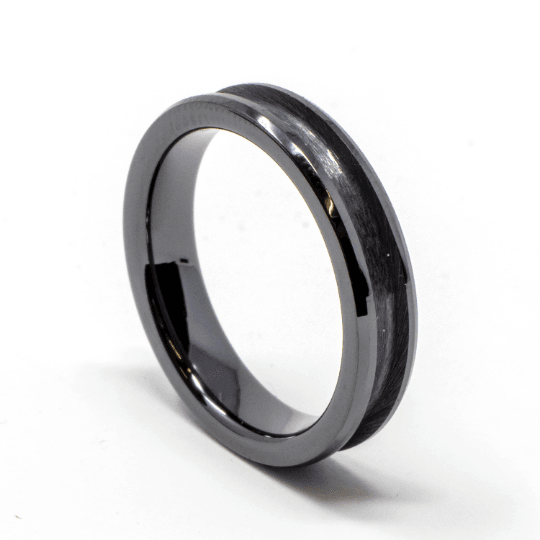 Black Ceramic Ring Blank 4mm Wide 2mm Channel - The Opal Dealer
