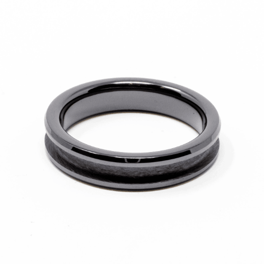 Black Ceramic Ring Blank 4mm Wide 2mm Channel - The Opal Dealer