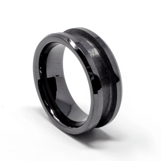 Black Ceramic Ring Blank 8mm Wide 4mm Channel - The Opal Dealer