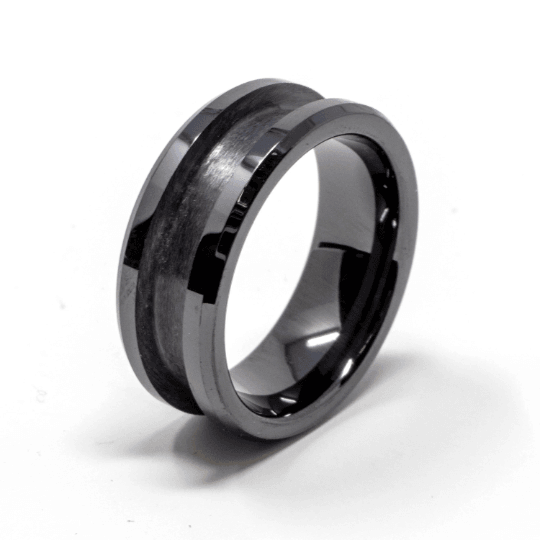 Black Ceramic Ring Blank 8mm Wide 4mm Channel - The Opal Dealer