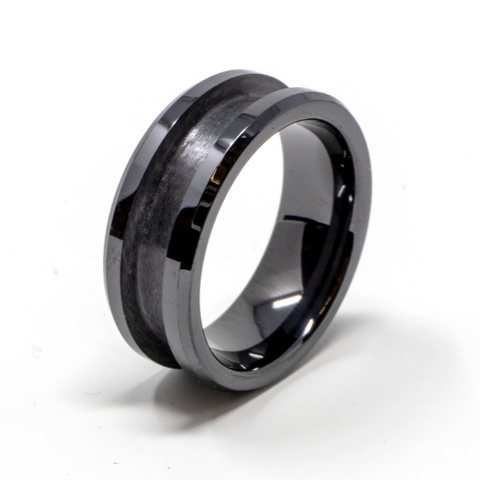 Black Ceramic Ring Blank 8mm Wide 4mm Channel