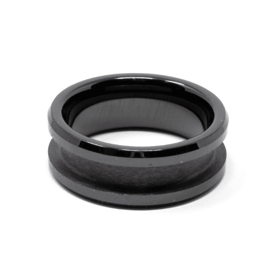 Black Ceramic Ring Blank 8mm Wide 4mm Channel - The Opal Dealer