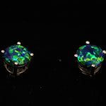 Black Emerald Opal Stud Earrings