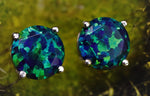 Black Emerald Opal Stud Earrings