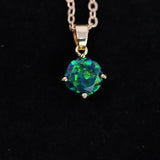 Faceted Black Emerald Opal Necklace 14k Gold Plated 8mm