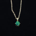 Faceted Black Emerald Opal Necklace 14k Gold Plated 8mm