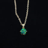 Faceted Black Emerald Opal Necklace 14k Gold Plated 8mm