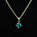 Faceted Black Emerald Opal Necklace 14k Gold Plated 8mm