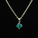 Faceted Black Emerald Opal Necklace 14k Gold Plated 8mm