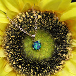 Faceted Black Emerald Opal Necklace 14k Gold Plated 8mm