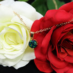 Faceted Black Emerald Opal Necklace 14k Gold Plated 8mm