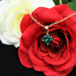 Faceted Black Emerald Opal Necklace 14k Gold Plated 8mm