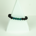 Black Emerald Opal & Lava Stone Beaded Bracelet