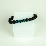 Black Emerald Opal & Lava Stone Beaded Bracelet - New Design