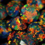 Black Fire Diamond Cut Faceted Opal Stones