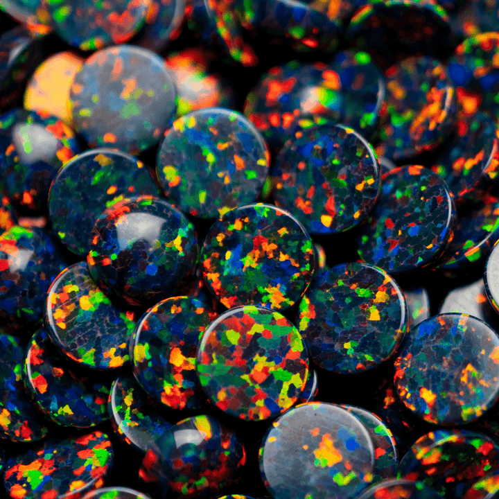 Black Fire Opal Round Cabochon - The Opal Dealer