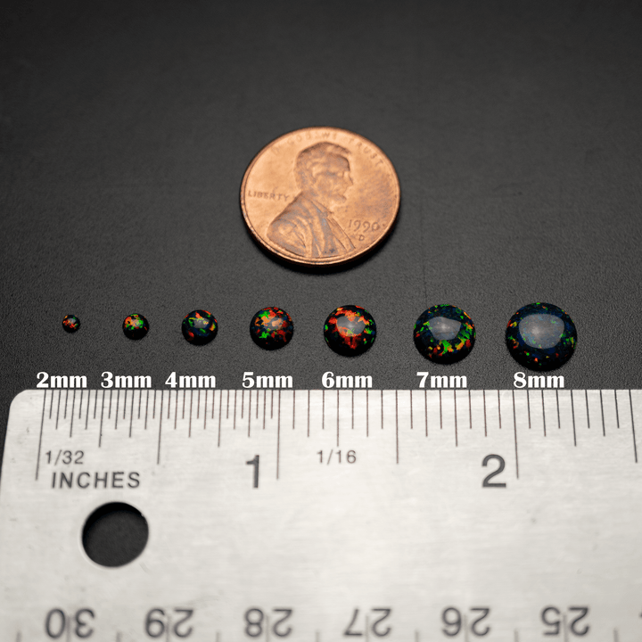Black Fire Opal Round Cabochon - The Opal Dealer