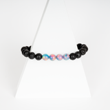 Blue Haze Opalescence & Lava Stone Beaded Bracelet - New Design