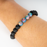 Blue Haze Opalescence & Lava Stone Beaded Bracelet - New Design
