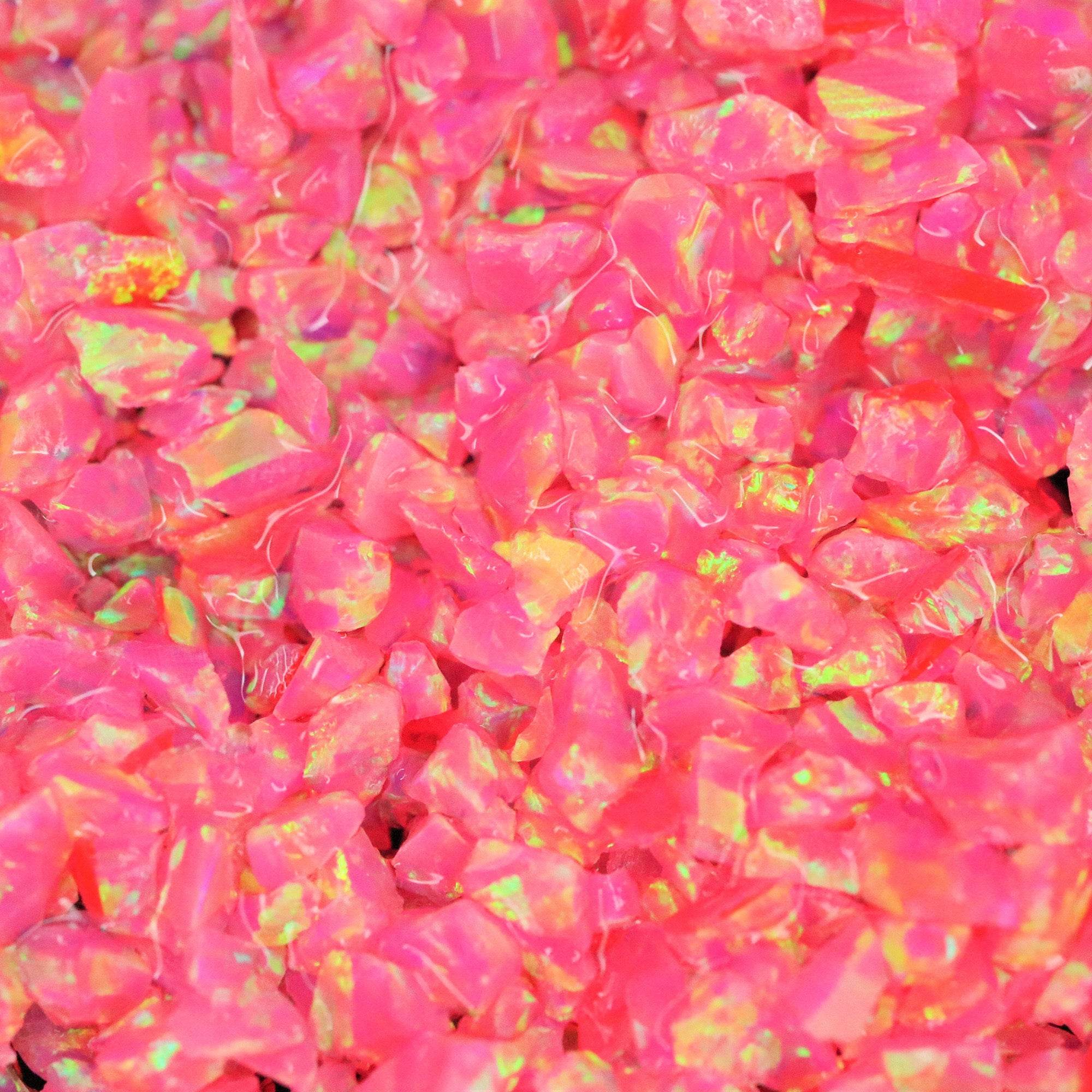 Aprilopal Hot Pink Crushed Astral Opal™ with Yellow & Green Fire - Lab-Created ...
