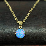 Faceted Cotton Candy Opal Necklace 14k Gold Plated 8mm