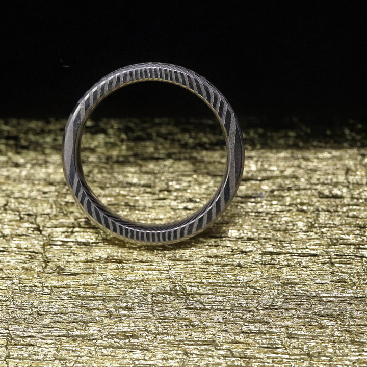 Twisted Stainless Damascus Steel Ring Blank 4mm Wide 2mm Channel - The Opal Dealer