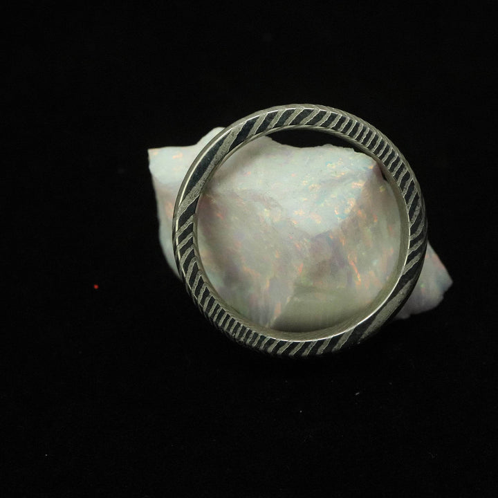 Twisted Stainless Damascus Steel Ring Blank 4mm Wide 2mm Channel - The Opal Dealer