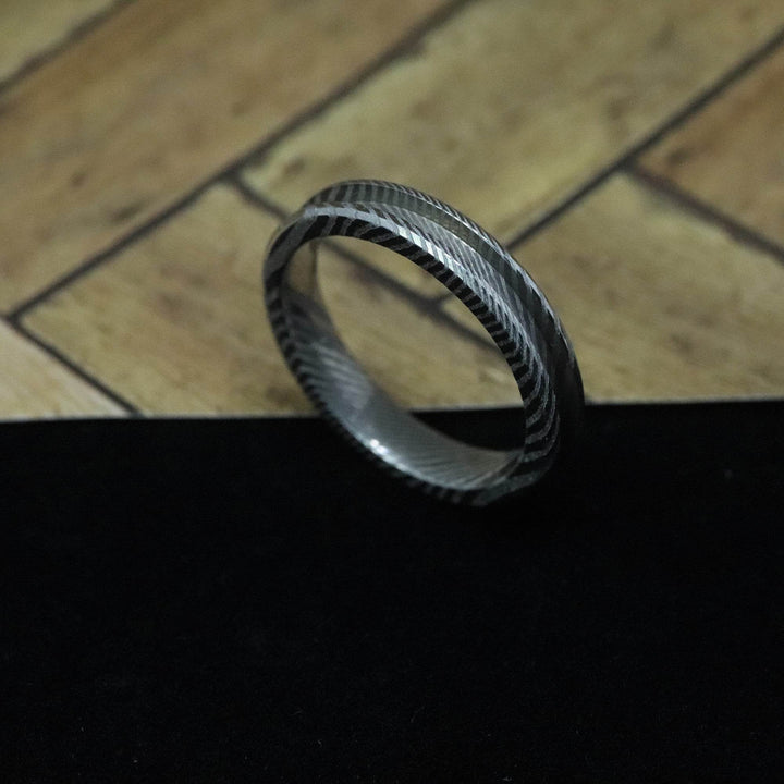 Twisted Stainless Damascus Steel Ring Blank 4mm Wide 2mm Channel - The Opal Dealer