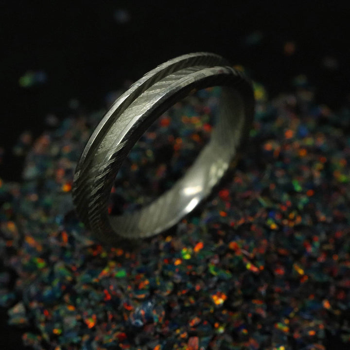 Twisted Stainless Damascus Steel Ring Blank 4mm Wide 2mm Channel - The Opal Dealer