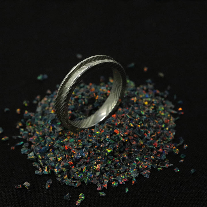 Twisted Stainless Damascus Steel Ring Blank 4mm Wide 2mm Channel - The Opal Dealer