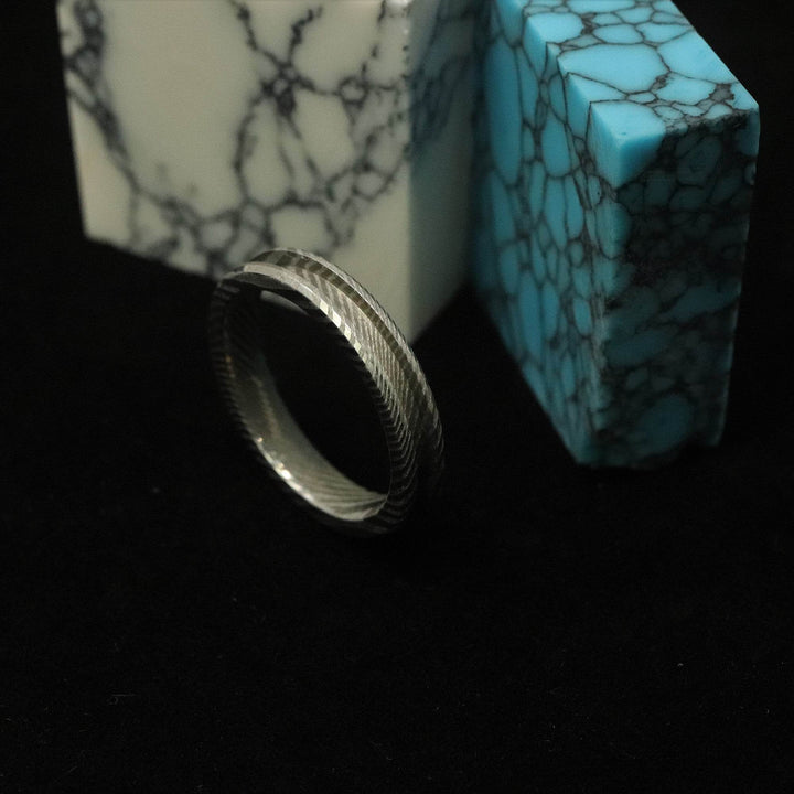 Twisted Stainless Damascus Steel Ring Blank 4mm Wide 2mm Channel - The Opal Dealer