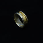 24K Gold Plated Twisted Stainless Damascus Steel Ring Blank 8mm Wide 4mm Channel