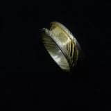 24K Gold Plated Twisted Stainless Damascus Steel Ring Blank 8mm Wide 4mm Channel