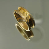 24K Gold Plated Twisted Stainless Damascus Steel Ring Blank 8mm Wide 4mm Channel