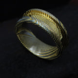 24K Gold Plated Twisted Stainless Damascus Steel Ring Blank 8mm Wide 4mm Channel