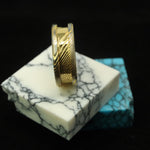 24K Gold Plated Twisted Stainless Damascus Steel Ring Blank 8mm Wide 4mm Channel