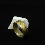 24K Gold Plated Twisted Stainless Damascus Steel Ring Blank 8mm Wide 4mm Channel