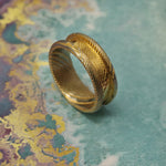 24K Gold Plated Twisted Stainless Damascus Steel Ring Blank 8mm Wide 4mm Channel