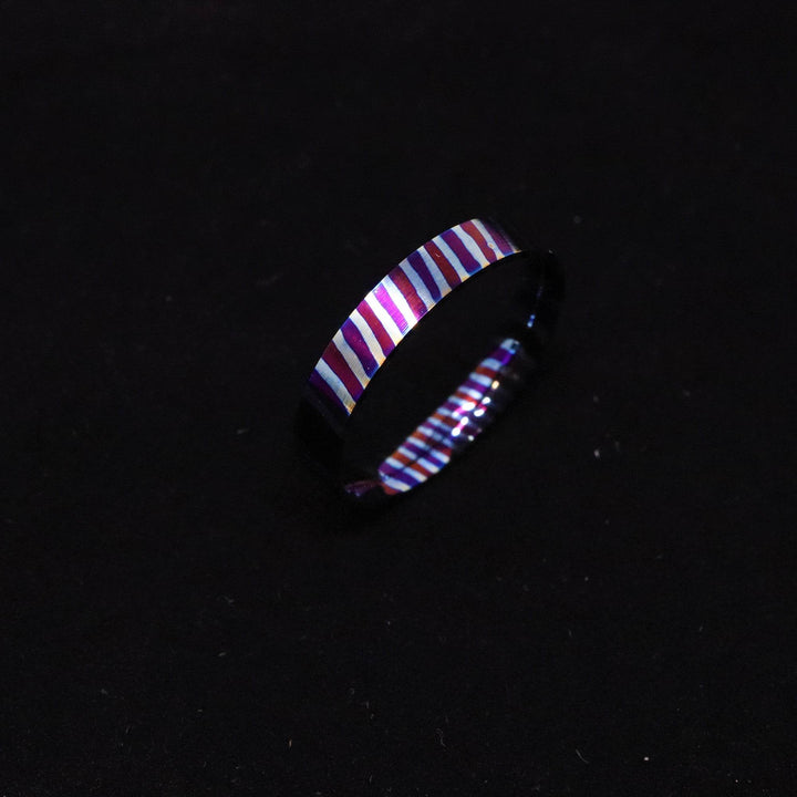 Heat Treated Titanium Damascus Ring Blank 4mm Wide Liner - The Opal Dealer