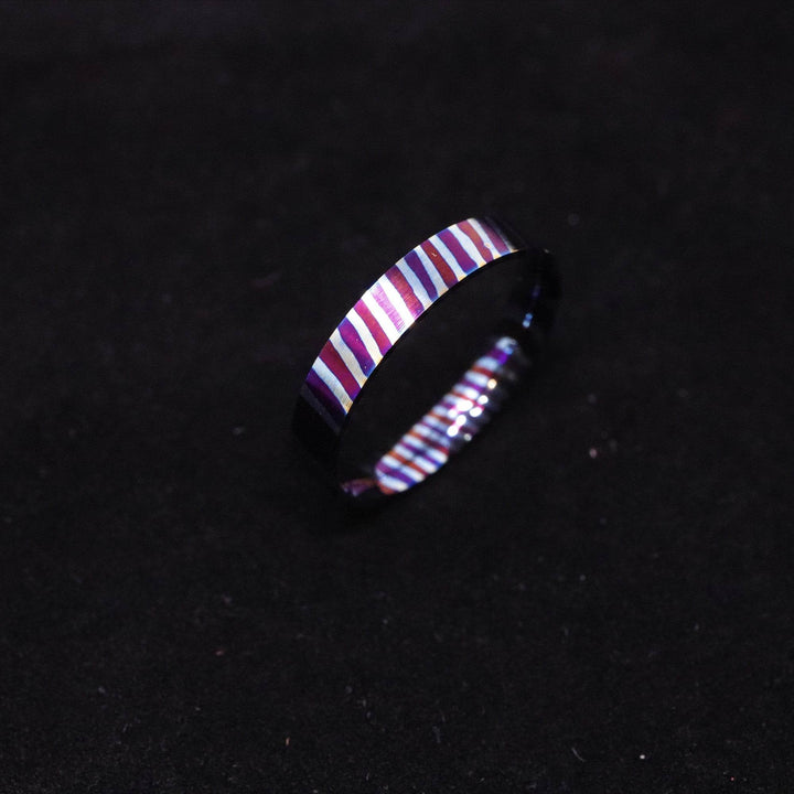 Heat Treated Titanium Damascus Ring Blank 4mm Wide Liner - The Opal Dealer
