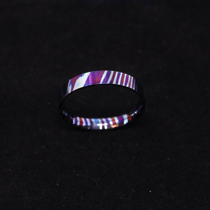 Heat Treated Titanium Damascus Ring Blank 4mm Wide Liner - The Opal Dealer