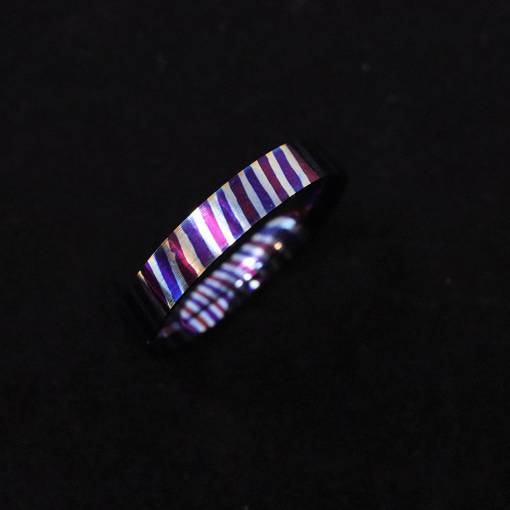 Heat Treated Titanium Damascus Ring Blank 4mm Wide Liner - The Opal Dealer