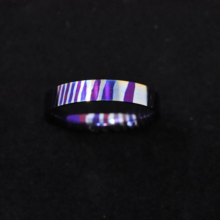 Heat Treated Titanium Damascus Ring Blank 4mm Wide Liner - The Opal Dealer