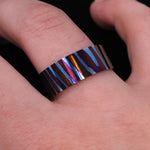 Heat Treated Titanium Damascus Ring Blank 8mm Wide Liner