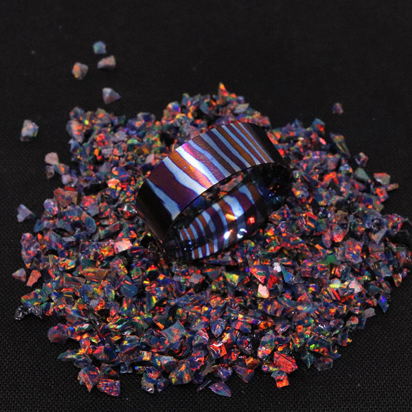 Heat Treated Titanium Damascus Ring Blank 8mm Wide Liner - The Opal Dealer