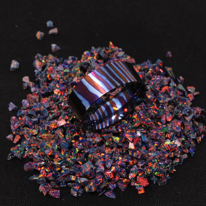 Heat Treated Titanium Damascus Ring Blank 8mm Wide Liner - The Opal Dealer