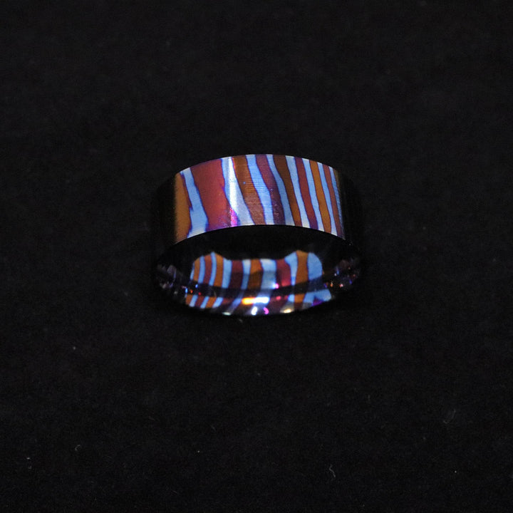 Heat Treated Titanium Damascus Ring Blank 8mm Wide Liner - The Opal Dealer