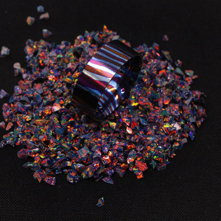 Heat Treated Titanium Damascus Ring Blank 8mm Wide Liner - The Opal Dealer
