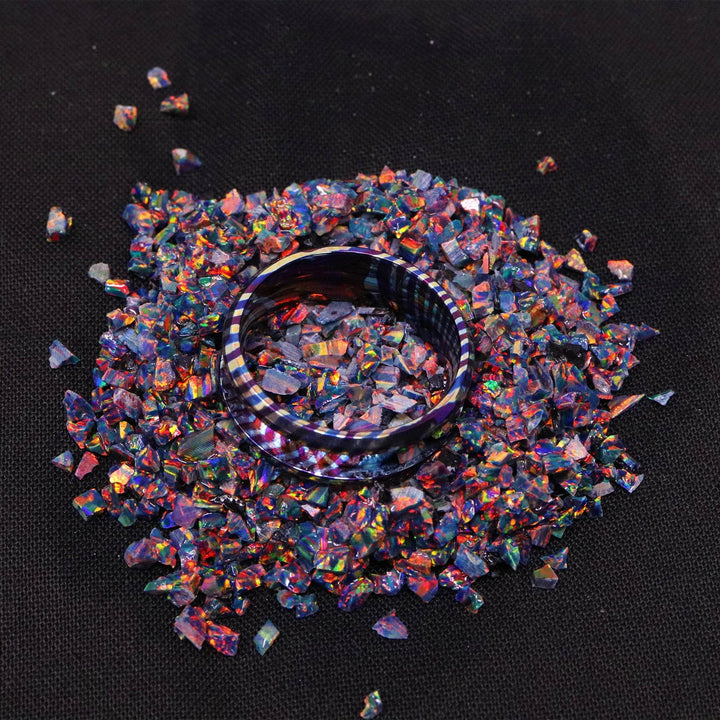 Heat Treated Titanium Damascus Ring Blank 8mm Wide 4mm Channel - The Opal Dealer
