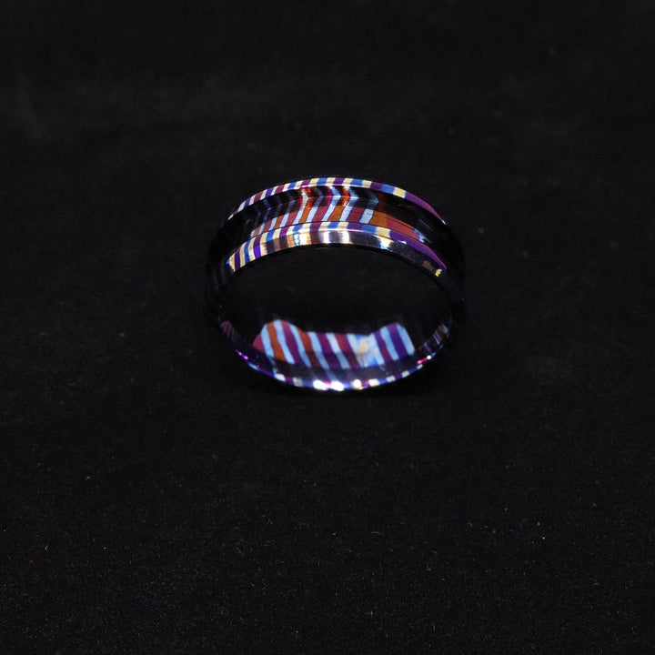 Heat Treated Titanium Damascus Ring Blank 8mm Wide 4mm Channel - The Opal Dealer